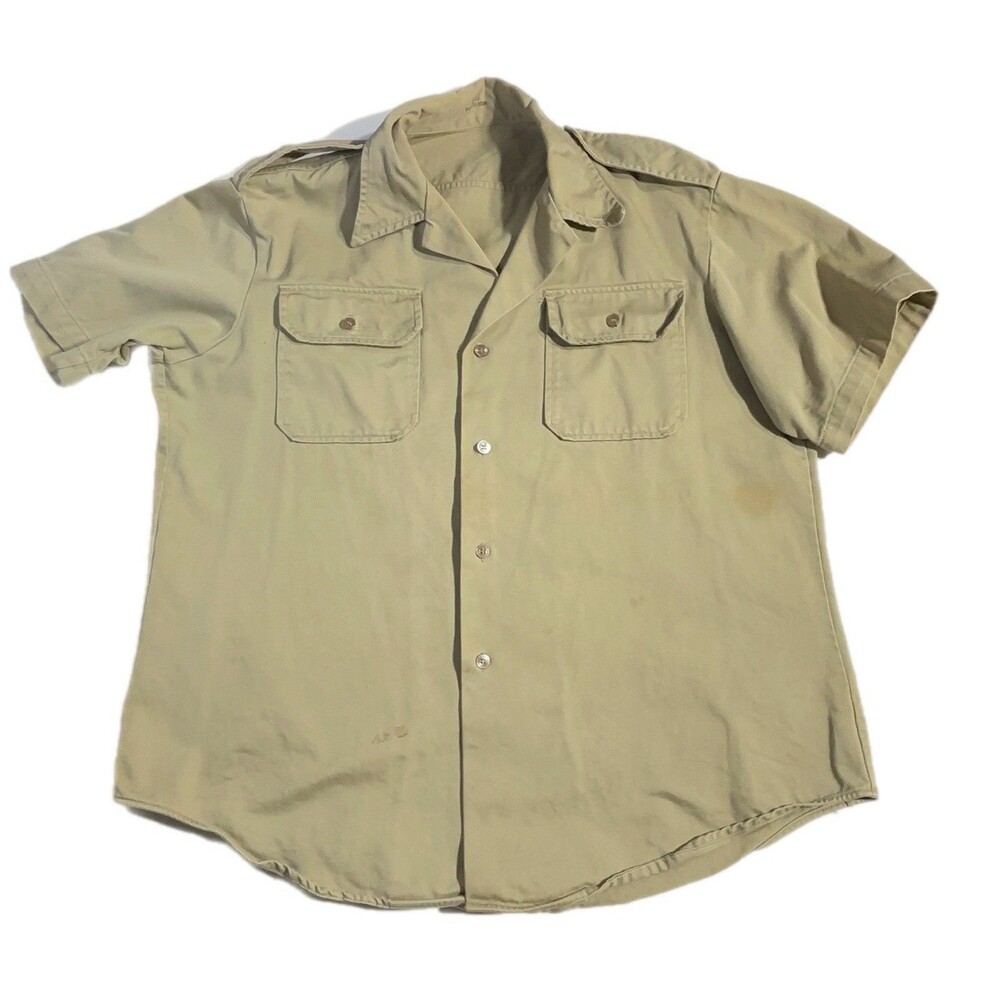 Military Style Shirt Khaki Size Large